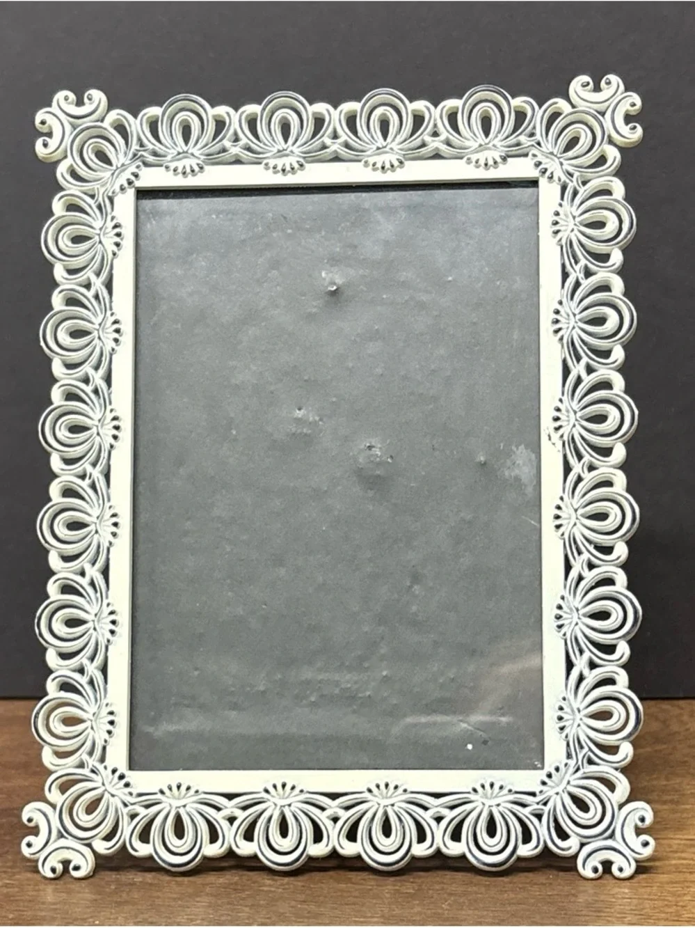 Ornate White Metal Decorative Photo Frame - Classic Home Accent